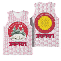 Japan Christmas Basketball Jersey with Sleeping Polar Bear Pine Trees and Chrysanthemum Crest Pattern - Wonder Print Shop