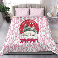 Japan Christmas Bedding Set with Sleeping Polar Bear Pine Trees and Chrysanthemum Crest Pattern - Wonder Print Shop