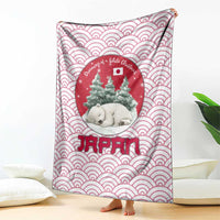 Japan Christmas Blanket with Sleeping Polar Bear Pine Trees and Chrysanthemum Crest Pattern - Wonder Print Shop