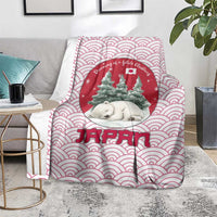 Japan Christmas Blanket with Sleeping Polar Bear Pine Trees and Chrysanthemum Crest Pattern - Wonder Print Shop
