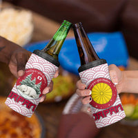 Japan Christmas 4 in 1 Can Cooler Tumbler with Sleeping Polar Bear Pine Trees and Chrysanthemum Crest Pattern - Wonder Print Shop