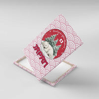 Japan Christmas Canvas Wall Art with Sleeping Polar Bear Pine Trees and Chrysanthemum Crest Pattern - Wonder Print Shop