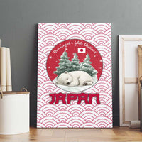 Japan Christmas Canvas Wall Art with Sleeping Polar Bear Pine Trees and Chrysanthemum Crest Pattern - Wonder Print Shop