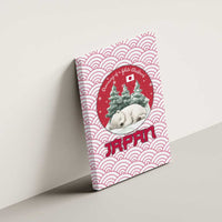 Japan Christmas Canvas Wall Art with Sleeping Polar Bear Pine Trees and Chrysanthemum Crest Pattern - Wonder Print Shop
