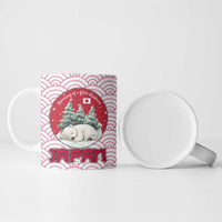Japan Christmas Ceramic Mug with Sleeping Polar Bear Pine Trees and Chrysanthemum Crest Pattern - Wonder Print Shop