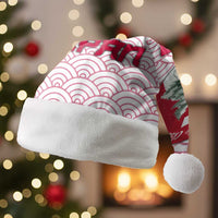 Japan Christmas Santa Hat with Sleeping Polar Bear Pine Trees and Chrysanthemum Crest Pattern - Wonder Print Shop
