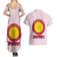 Japan Christmas Couples Matching Summer Maxi Dress and Hawaiian Shirt with Sleeping Polar Bear Pine Trees and Chrysanthemum Crest Pattern - Wonder Print Shop