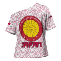 Japan Christmas Cross Shoulder Shirt with Sleeping Polar Bear Pine Trees and Chrysanthemum Crest Pattern - Wonder Print Shop