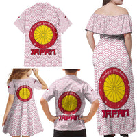 Japan Christmas Family Matching Off Shoulder Maxi Dress and Hawaiian Shirt with Sleeping Polar Bear Pine Trees and Chrysanthemum Crest Pattern - Wonder Print Shop