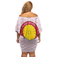 Japan Christmas Family Matching Off Shoulder Short Dress and Hawaiian Shirt with Sleeping Polar Bear Pine Trees and Chrysanthemum Crest Pattern - Wonder Print Shop