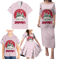 Japan Christmas Family Matching Puletasi and Hawaiian Shirt with Sleeping Polar Bear Pine Trees and Chrysanthemum Crest Pattern - Wonder Print Shop