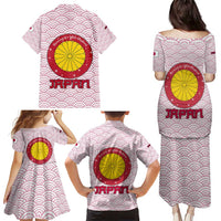 Japan Christmas Family Matching Puletasi and Hawaiian Shirt with Sleeping Polar Bear Pine Trees and Chrysanthemum Crest Pattern - Wonder Print Shop