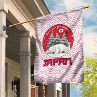 Japan Christmas Garden Flag with Sleeping Polar Bear Pine Trees and Chrysanthemum Crest Pattern - Wonder Print Shop