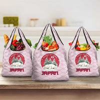 Japan Christmas Grocery Bag with Sleeping Polar Bear Pine Trees and Chrysanthemum Crest Pattern - Wonder Print Shop