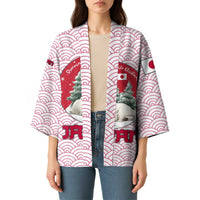 Japan Christmas Kimono with Sleeping Polar Bear Pine Trees and Chrysanthemum Crest Pattern - Wonder Print Shop