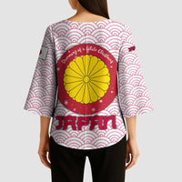 Japan Christmas Kimono Sleeve Blouse with Sleeping Polar Bear Pine Trees and Chrysanthemum Crest Pattern - Wonder Print Shop