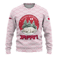 Japan Christmas Ugly Christmas Sweater with Sleeping Polar Bear Pine Trees and Chrysanthemum Crest Pattern - Wonder Print Shop
