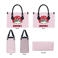 Japan Christmas Leather Bag with Sleeping Polar Bear Pine Trees and Chrysanthemum Crest Pattern - Wonder Print Shop