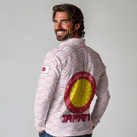 Japan Christmas Long Sleeve Polo Shirt with Sleeping Polar Bear Pine Trees and Chrysanthemum Crest Pattern - Wonder Print Shop