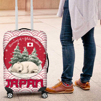 Japan Christmas Luggage Cover with Sleeping Polar Bear Pine Trees and Chrysanthemum Crest Pattern - Wonder Print Shop
