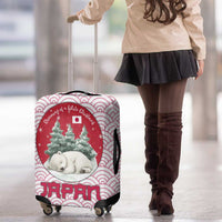 Japan Christmas Luggage Cover with Sleeping Polar Bear Pine Trees and Chrysanthemum Crest Pattern - Wonder Print Shop