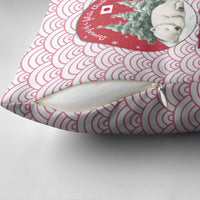 Japan Christmas Pillow Cover with Sleeping Polar Bear Pine Trees and Chrysanthemum Crest Pattern - Wonder Print Shop