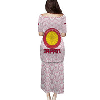 Japan Christmas Puletasi with Sleeping Polar Bear Pine Trees and Chrysanthemum Crest Pattern - Wonder Print Shop