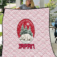Japan Christmas Quilt with Sleeping Polar Bear Pine Trees and Chrysanthemum Crest Pattern - Wonder Print Shop
