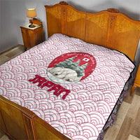 Japan Christmas Quilt with Sleeping Polar Bear Pine Trees and Chrysanthemum Crest Pattern - Wonder Print Shop