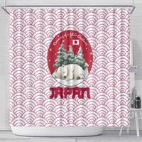 Japan Christmas Shower Curtain with Sleeping Polar Bear Pine Trees and Chrysanthemum Crest Pattern - Wonder Print Shop