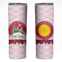 Japan Christmas Skinny Tumbler with Sleeping Polar Bear Pine Trees and Chrysanthemum Crest Pattern - Wonder Print Shop