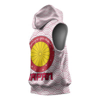 Japan Christmas Sleeveless Hoodie with Sleeping Polar Bear Pine Trees and Chrysanthemum Crest Pattern - Wonder Print Shop