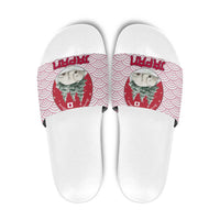 Japan Christmas Slide Sandals with Sleeping Polar Bear Pine Trees and Chrysanthemum Crest Pattern - Wonder Print Shop