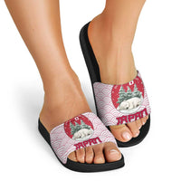 Japan Christmas Slide Sandals with Sleeping Polar Bear Pine Trees and Chrysanthemum Crest Pattern - Wonder Print Shop