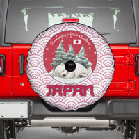 Japan Christmas Spare Tire Cover with Sleeping Polar Bear Pine Trees and Chrysanthemum Crest Pattern - Wonder Print Shop