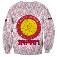 Japan Christmas Sweatshirt with Sleeping Polar Bear Pine Trees and Chrysanthemum Crest Pattern - Wonder Print Shop