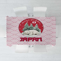 Japan Christmas Tablecloth with Sleeping Polar Bear Pine Trees and Chrysanthemum Crest Pattern - Wonder Print Shop