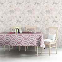 Japan Christmas Tablecloth with Sleeping Polar Bear Pine Trees and Chrysanthemum Crest Pattern - Wonder Print Shop