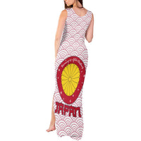 Japan Christmas Tank Maxi Dress with Sleeping Polar Bear Pine Trees and Chrysanthemum Crest Pattern - Wonder Print Shop