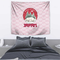 Japan Christmas Tapestry with Sleeping Polar Bear Pine Trees and Chrysanthemum Crest Pattern - Wonder Print Shop