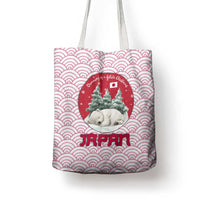 Japan Christmas Tote Bag with Sleeping Polar Bear Pine Trees and Chrysanthemum Crest Pattern - Wonder Print Shop