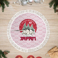 Japan Christmas Tree Skirt with Sleeping Polar Bear Pine Trees and Chrysanthemum Crest Pattern - Wonder Print Shop