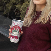 Japan Christmas Tumbler Cup with Sleeping Polar Bear Pine Trees and Chrysanthemum Crest Pattern - Wonder Print Shop