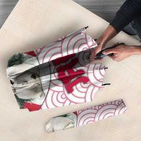 Japan Christmas Umbrella with Sleeping Polar Bear Pine Trees and Chrysanthemum Crest Pattern - Wonder Print Shop