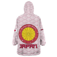 Japan Christmas Wearable Blanket Hoodie with Sleeping Polar Bear Pine Trees and Chrysanthemum Crest Pattern - Wonder Print Shop