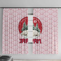 Japan Christmas Window Curtain with Sleeping Polar Bear Pine Trees and Chrysanthemum Crest Pattern - Wonder Print Shop