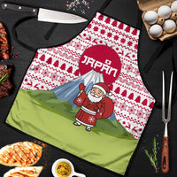 Japan Christmas Apron with Santa Mount Fuji Rising Sun and Festive Pattern Design - Wonder Print Shop