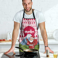 Japan Christmas Apron with Santa Mount Fuji Rising Sun and Festive Pattern Design - Wonder Print Shop