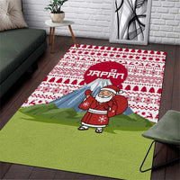 Japan Christmas Area Rug with Santa Mount Fuji Rising Sun and Festive Pattern Design - Wonder Print Shop