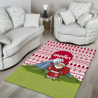 Japan Christmas Area Rug with Santa Mount Fuji Rising Sun and Festive Pattern Design - Wonder Print Shop